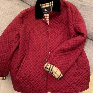 Quilted Red Jacket with Black Collar